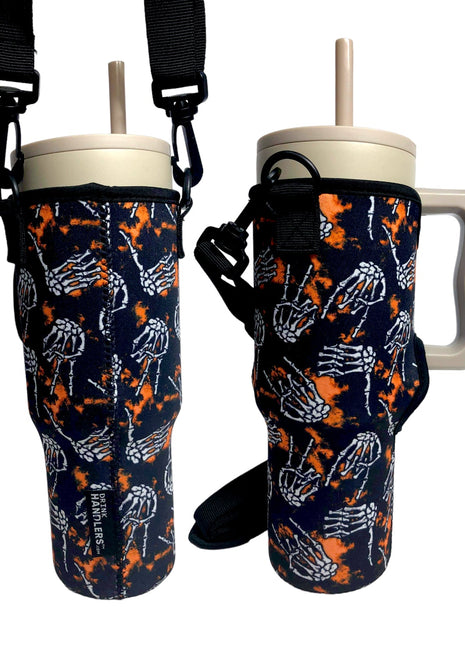 Skeleton Hands 40oz Tumbler With Handle Sleeve - Drink Handlers
