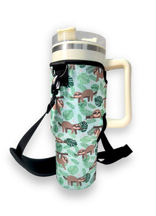 Sloths 40oz Tumbler With Handle Sleeve - Drink Handlers