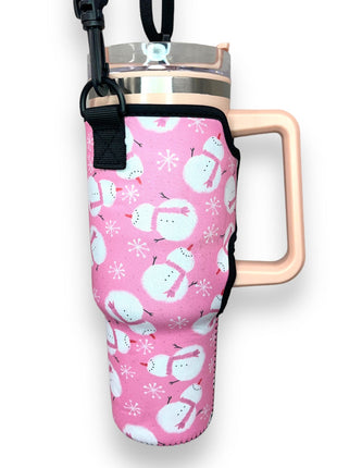 Snowman 40oz Tumbler With Handle Sleeve - Drink Handlers