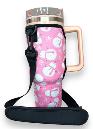Snowman 40oz Tumbler With Handle Sleeve - Drink Handlers