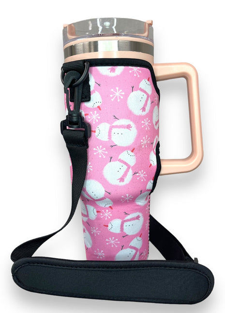 Snowman 40oz Tumbler With Handle Sleeve - Drink Handlers