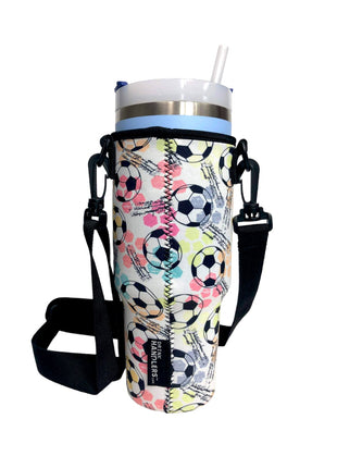 Soccer 40oz Tumbler With Handle Sleeve - Drink Handlers