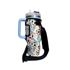 Soccer 40oz Tumbler With Handle Sleeve - Drink Handlers