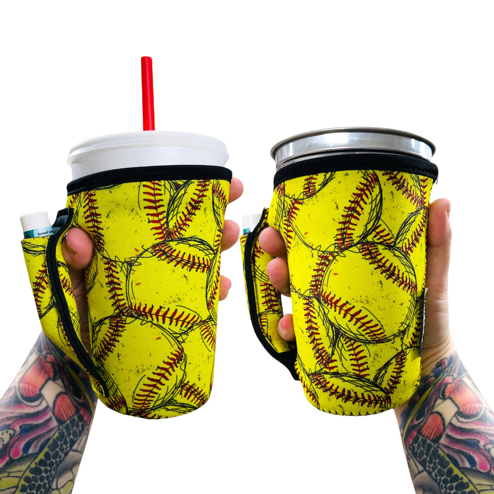 Softball 16oz PINT Glass / Medium Fountain Drinks and Tumbler Handlers™ - Drink Handlers