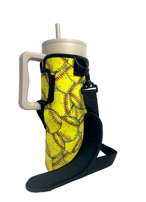 Softball 40oz Tumbler With Handle Sleeve - Drink Handlers