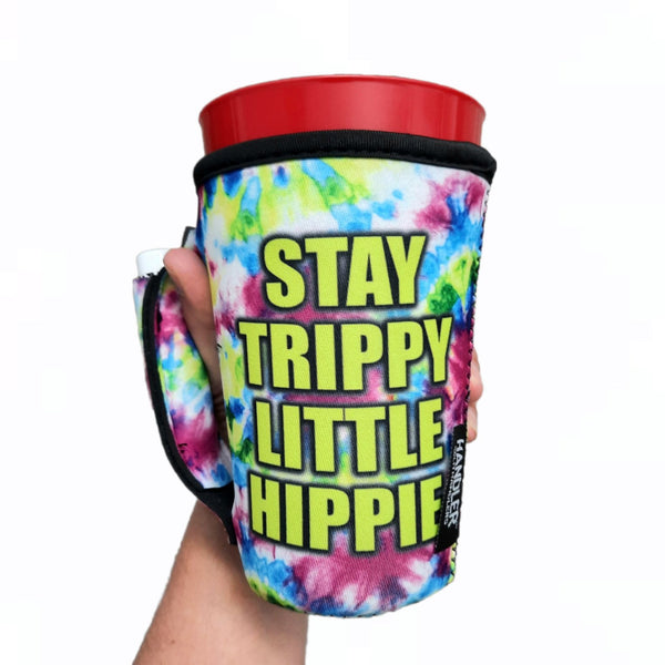 Stay Trippy Little Hippie 16oz PINT Glass / Medium Fountain Drinks and Tumbler Handlers™ - Drink Handlers