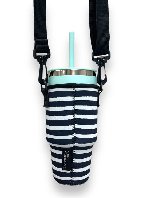 Stripes 25-35oz Tumbler With Handle Sleeve - Drink Handlers