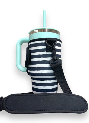 Stripes 25-35oz Tumbler With Handle Sleeve - Drink Handlers