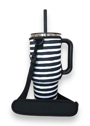 Stripes 40oz Tumbler With Handle Sleeve - Drink Handlers