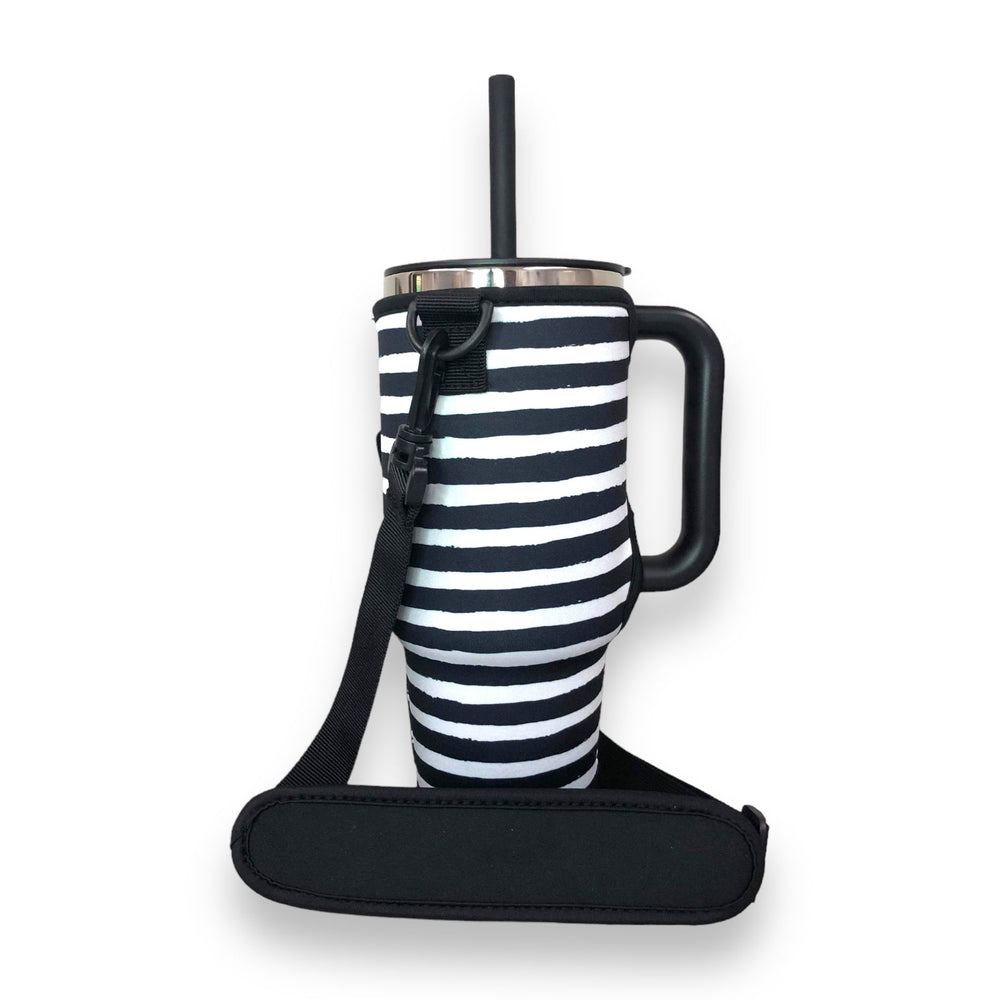 Stripes 40oz Tumbler With Handle Sleeve - Drink Handlers