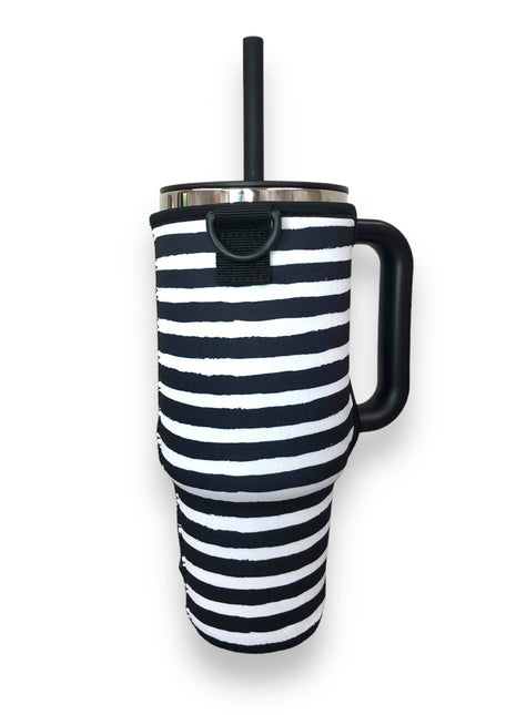 Stripes 40oz Tumbler With Handle Sleeve - Drink Handlers