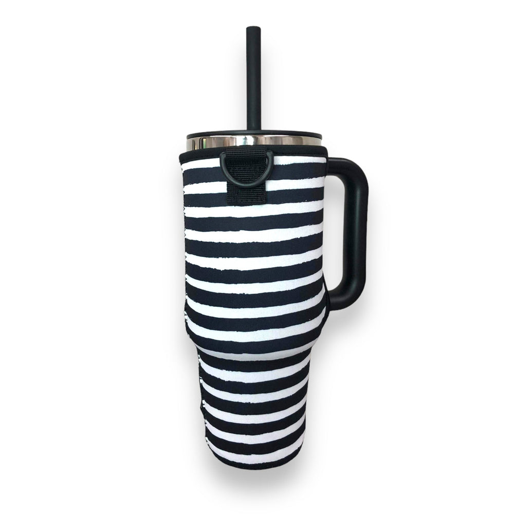 Stripes 40oz Tumbler With Handle Sleeve - Drink Handlers
