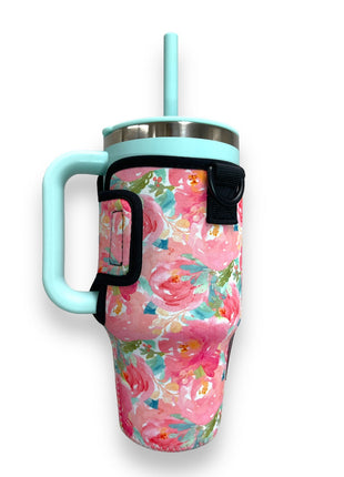 Summer Blooms 25-35oz Tumbler With Handle Sleeve - Drink Handlers