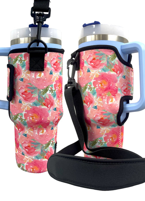 Summer Blooms 40oz Tumbler With Handle Sleeve - Drink Handlers