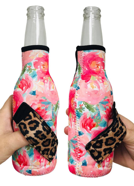 Summer Blooms w/ Leopard 12oz Bottleneck Handler™ - Drink Handlers