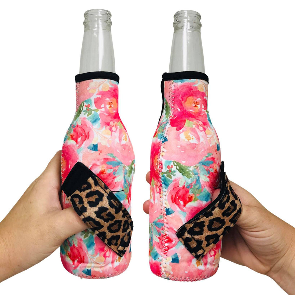 Summer Blooms w/ Leopard 12oz Bottleneck Handler™ - Drink Handlers