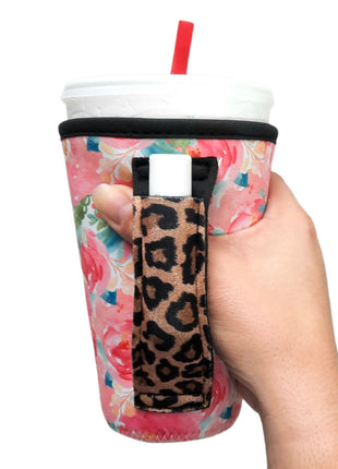 Summer Blooms w/ Leopard 16oz Pint Glass / Tumbler / Tea / Grande Coffee / Medium Drinks Handler™ - Drink Handlers