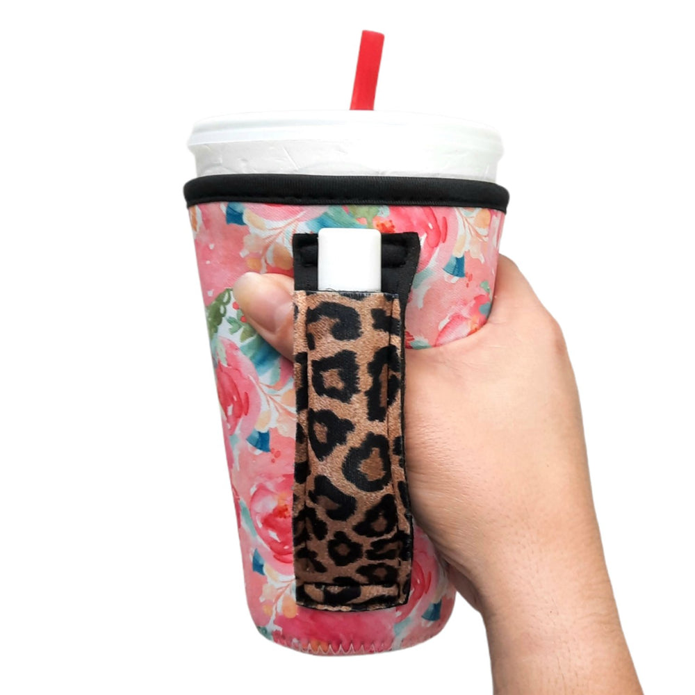 Summer Blooms w/ Leopard 16oz Pint Glass / Tumbler / Tea / Grande Coffee / Medium Drinks Handler™ - Drink Handlers