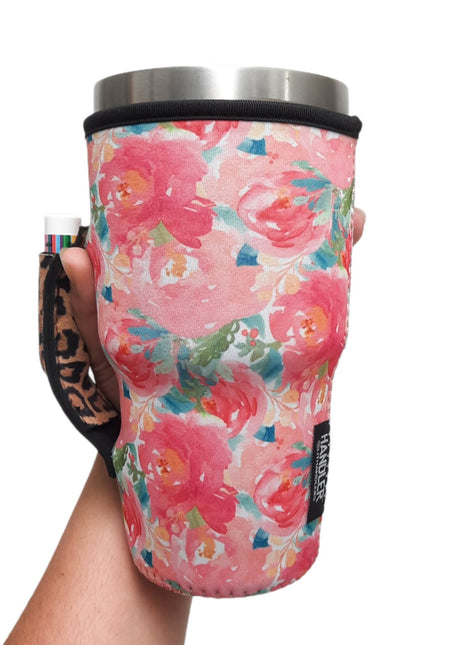 Summer Blooms w/ Leopard 30oz Tumbler Handler™ - Drink Handlers