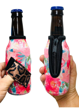 Summer Blooms w/ Leopard 8oz Mini Bottleneck Handler™ - Limited Edition* - Drink Handlers