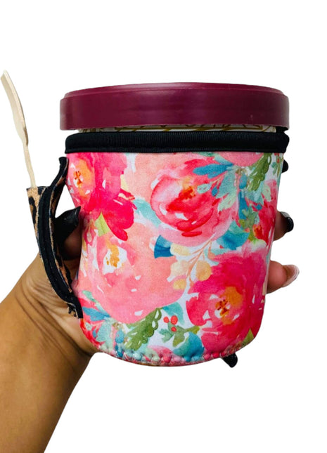 Summer Blooms w/ Leopard Pint Size Ice Cream Handler™ - Drink Handlers