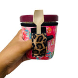 Summer Blooms w/ Leopard Pint Size Ice Cream Handler™ - Drink Handlers