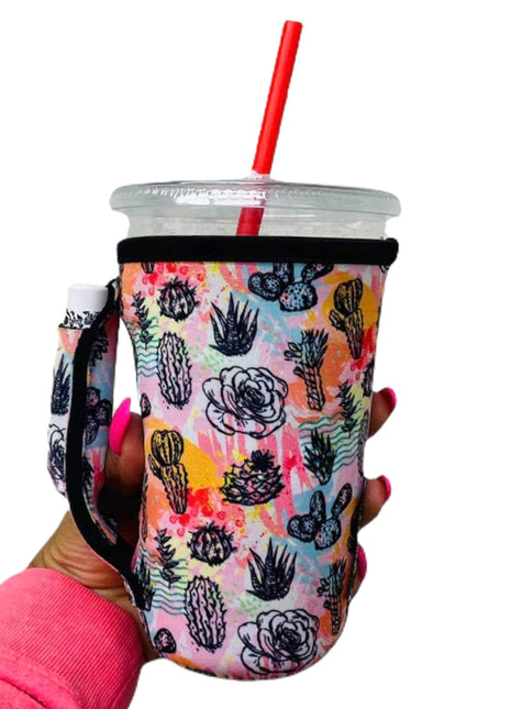 Summer Cactus 16oz PINT Glass / Medium Fountain Drinks and Tumbler Handlers™ - Drink Handlers