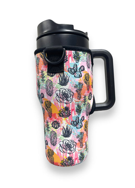 Summer Cactus 25-35oz Tumbler With Handle Sleeve - Drink Handlers