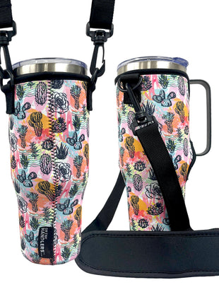 Summer Cactus 40oz Tumbler With Handle Sleeve - Drink Handlers