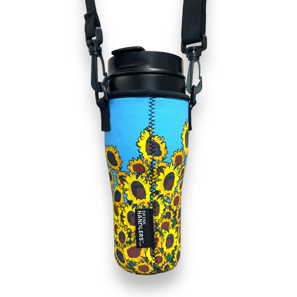 Sunflower 25-35oz Tumbler With Handle Sleeve - Drink Handlers