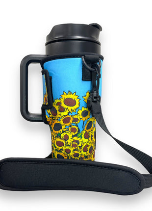 Sunflower 25-35oz Tumbler With Handle Sleeve - Drink Handlers