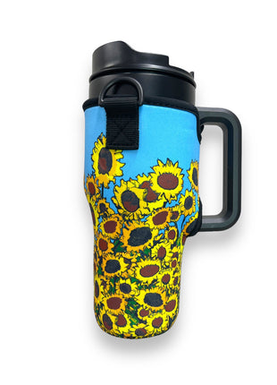 Sunflower 25-35oz Tumbler With Handle Sleeve - Drink Handlers