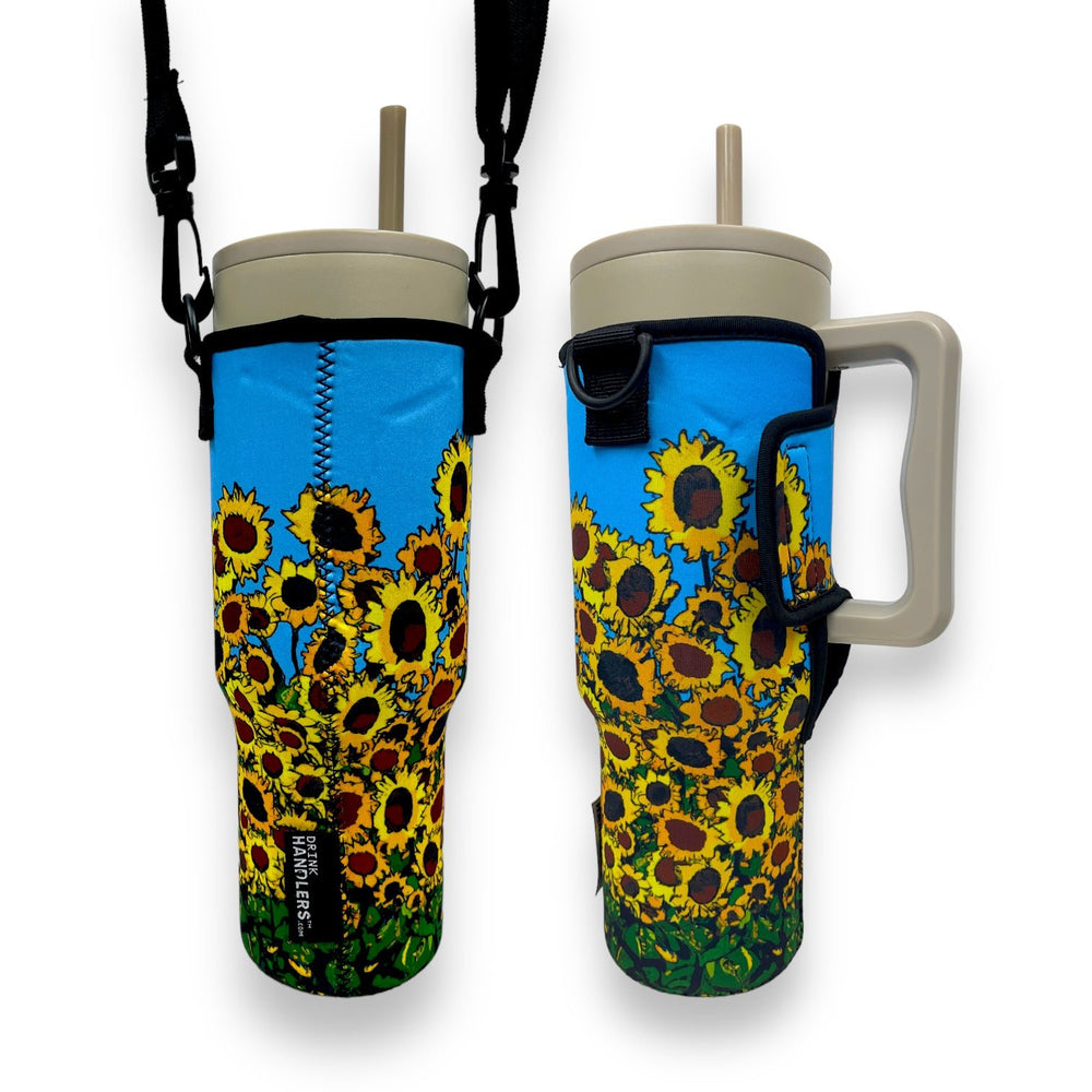 Sunflowers 40oz Tumbler With Handle Sleeve - Drink Handlers