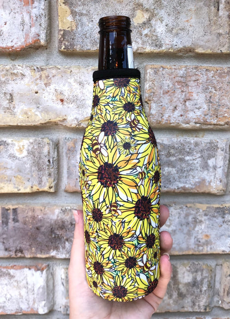 Sunflowers & Bees 🐝 12oz Bottle Neck Sleeve - Drink Handlers