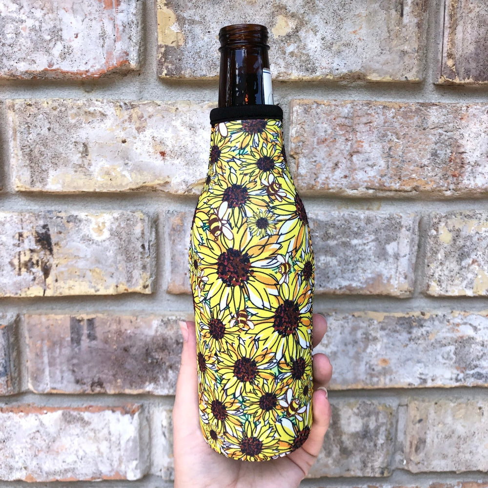 Sunflowers & Bees 🐝 12oz Bottle Neck Sleeve - Drink Handlers