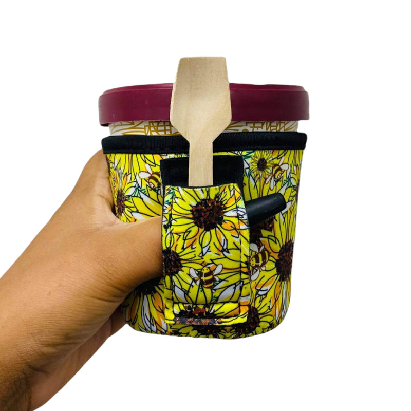 Sunflowers & Bees 🐝 Pint Size Ice Cream Handler™ - Drink Handlers