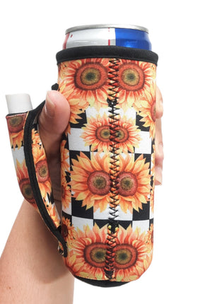 Sunflowers & Checkers 12oz Slim Can Handler™ - Drink Handlers