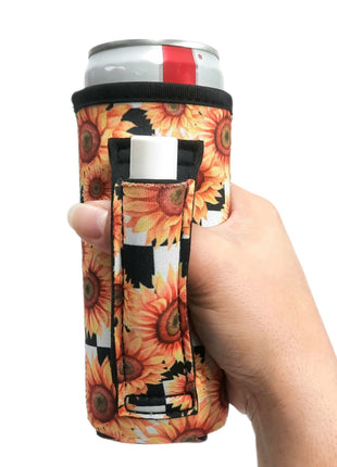 Sunflowers & Checkers 12oz Slim Can Handler™ - Drink Handlers