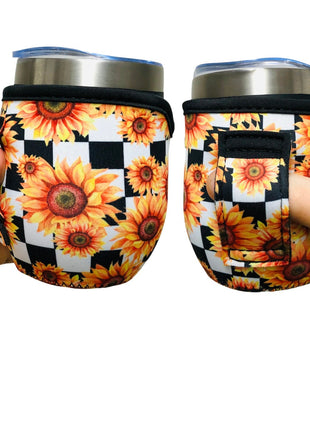 Sunflowers & Checkers 12oz Wine Tumbler Handler - Drink Handlers