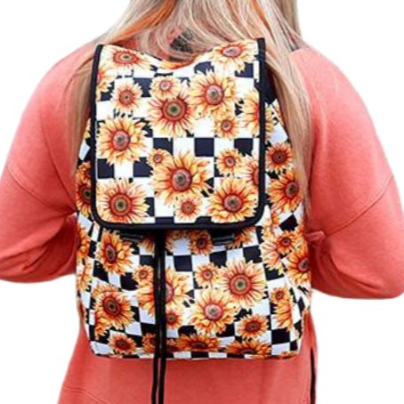 Sunflowers & Checkers Backpack - Drink Handlers
