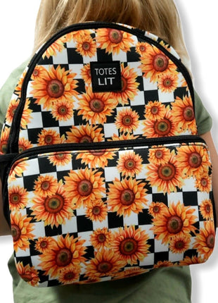 Sunflowers & Checkers Small Backpack - Drink Handlers