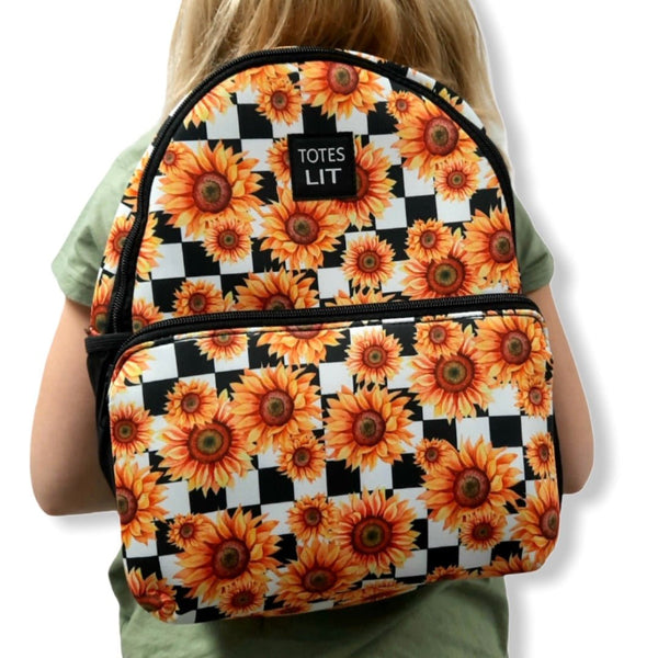 Sunflowers & Checkers Small Backpack - Drink Handlers