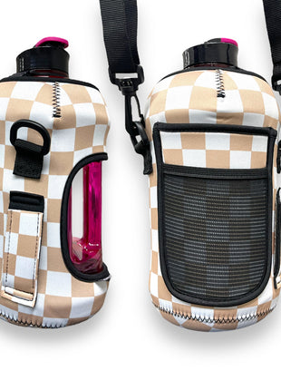 Tan Checkerboard 1/2 Gallon Jug Carrying Handler™ - Drink Handlers