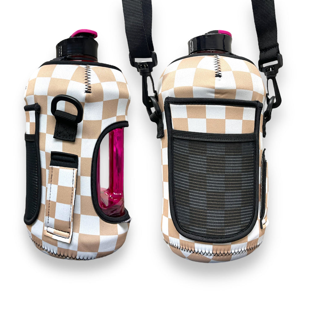 Tan Checkerboard 1/2 Gallon Jug Carrying Handler™ - Drink Handlers