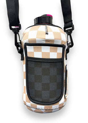 Tan Checkerboard 1/2 Gallon Jug Carrying Handler™ - Drink Handlers