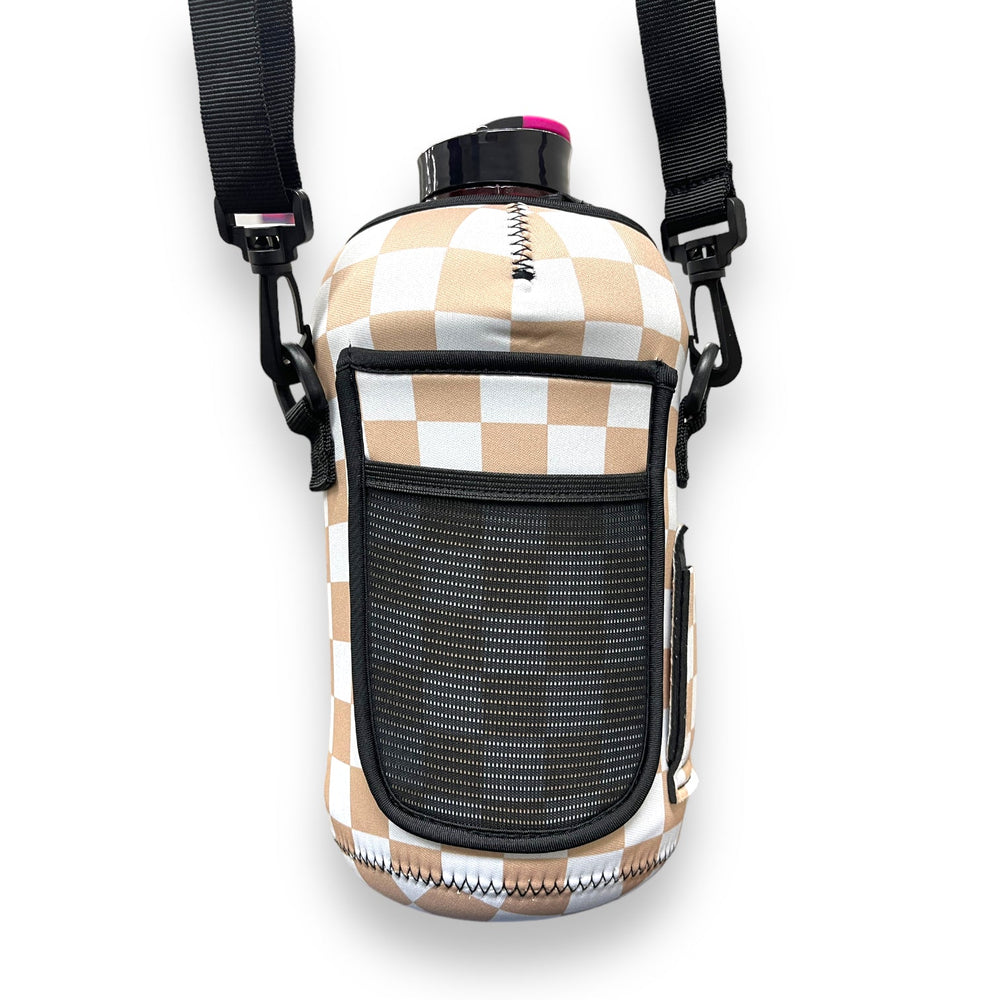 Tan Checkerboard 1/2 Gallon Jug Carrying Handler™ - Drink Handlers
