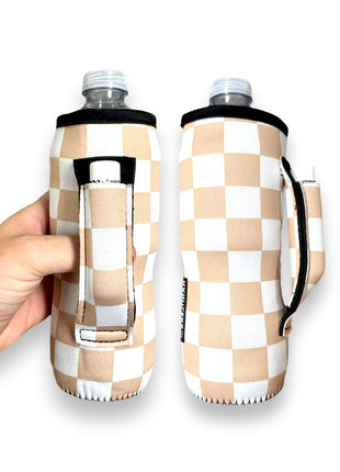 Tan Checkerboard 16-24oz Soda & Water Bottle / Tallboy Can Handler™ - Drink Handlers