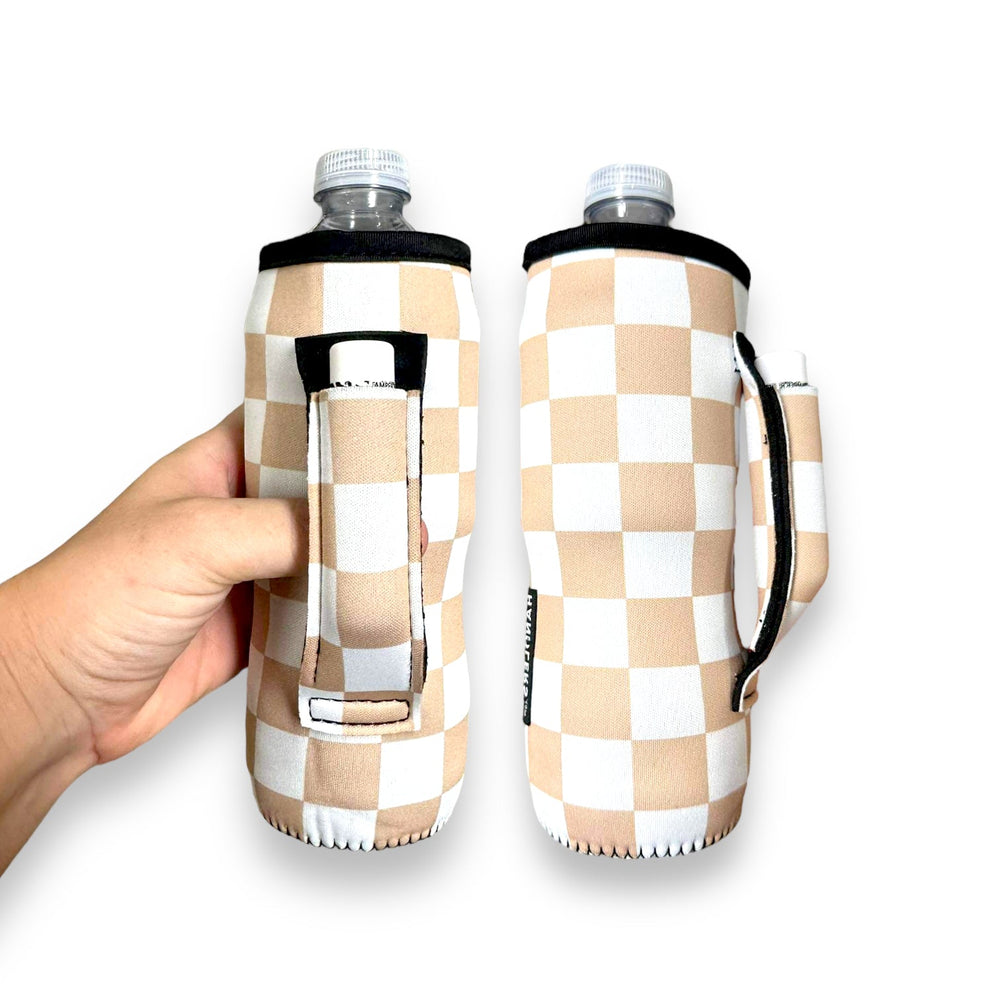 Tan Checkerboard 16-24oz Soda & Water Bottle / Tallboy Can Handler™ - Drink Handlers