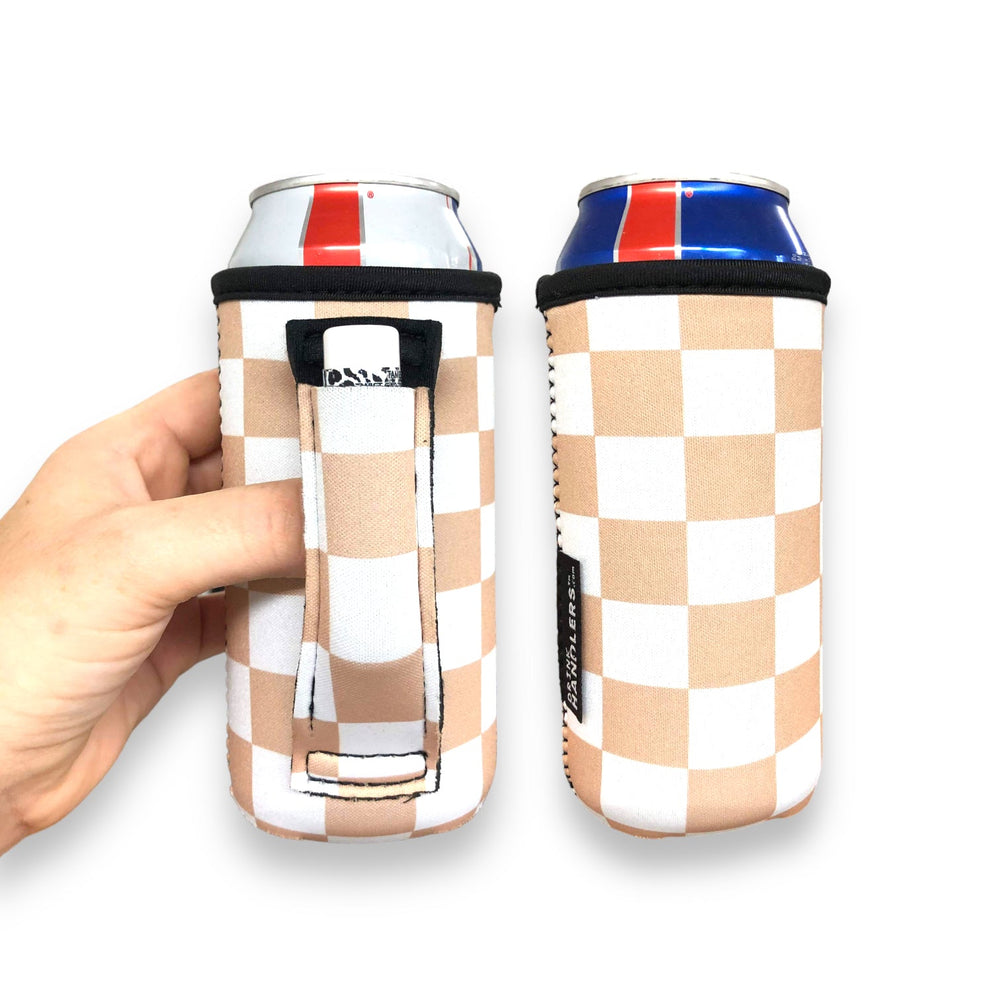 Tan Checkerboard 16oz Can Handler™ - Drink Handlers