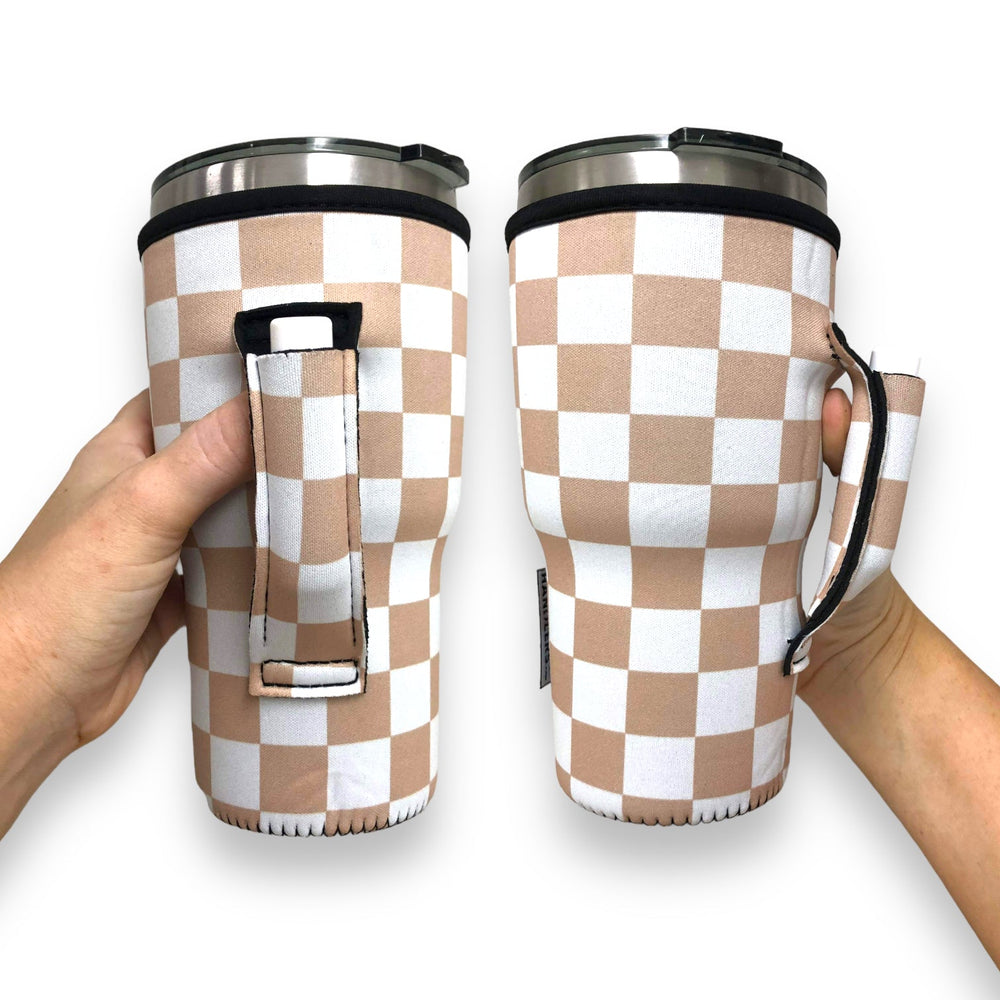 Tan Checkerboard 30oz Tumbler Handler™ - Drink Handlers